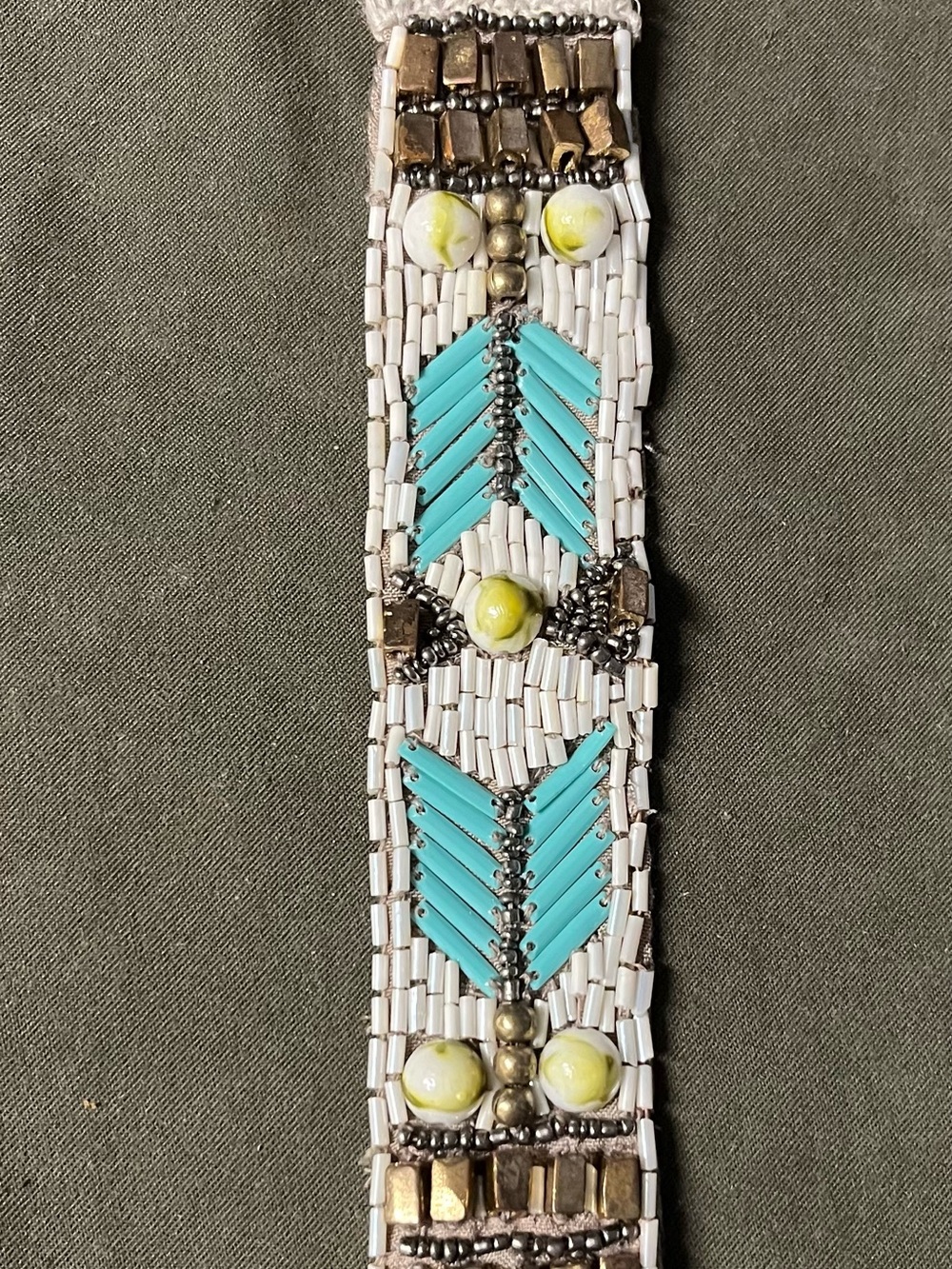 Handcrafted Turquoise & White Beaded Women’s Bracelet